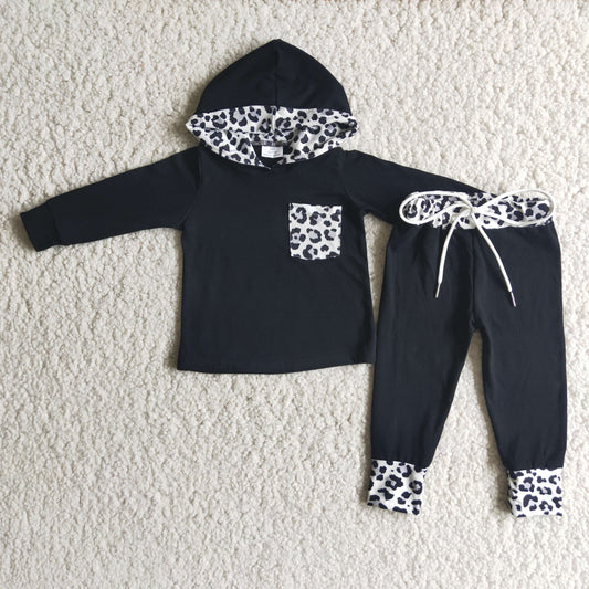 promotion RTS black leopard pocket hoodie boy outfit 202312