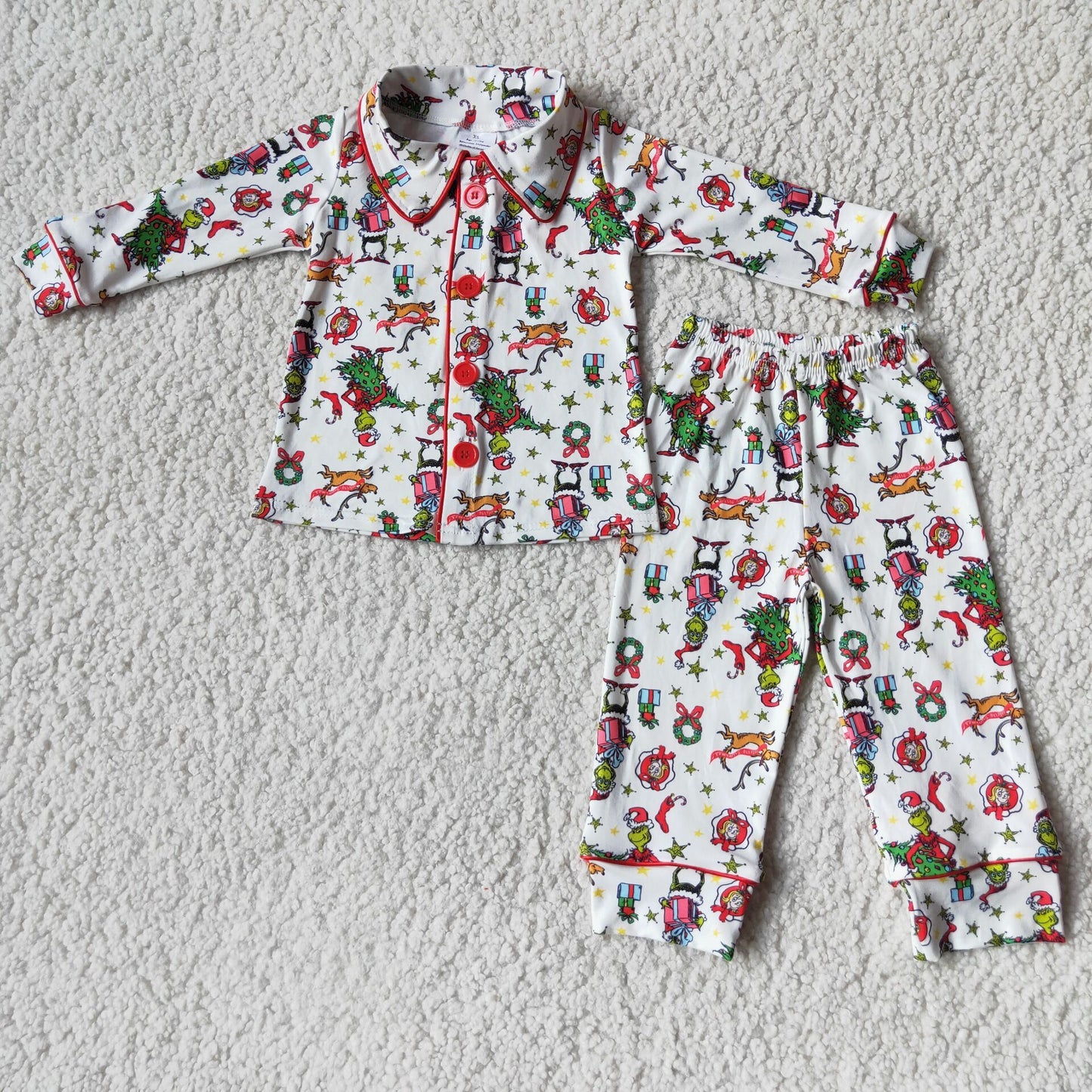 promotion 6 C6-39 grin Christmas tree long sleeve boy pajamas outfit RTS