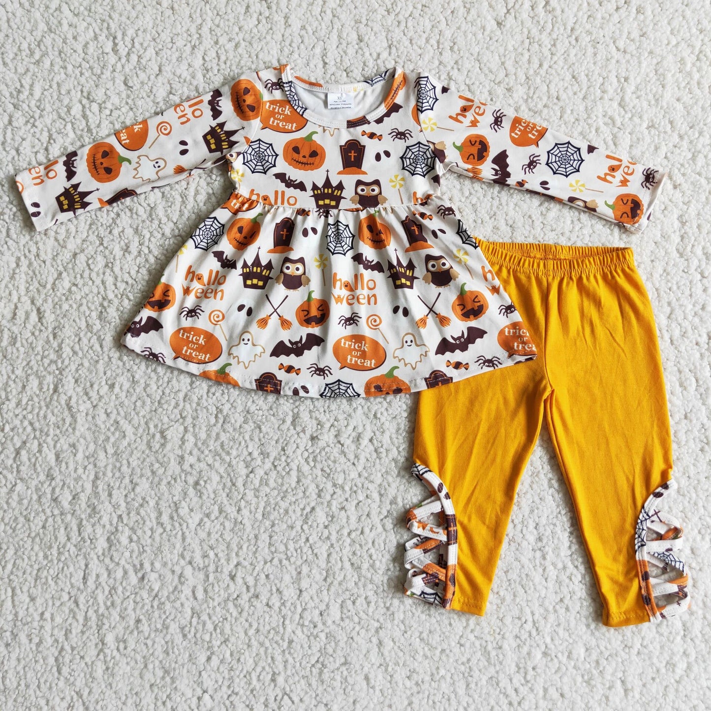 6 C7-38 Halloween pumpkin tunic long sleeve legging pant outfit 20230511 RTS