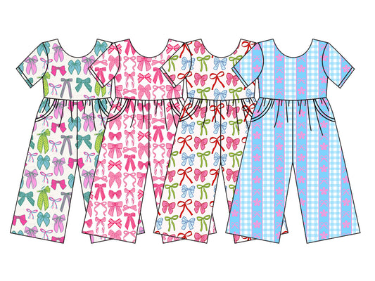 SR3143 bow  girl summer  jumpsuit  202506 preorder