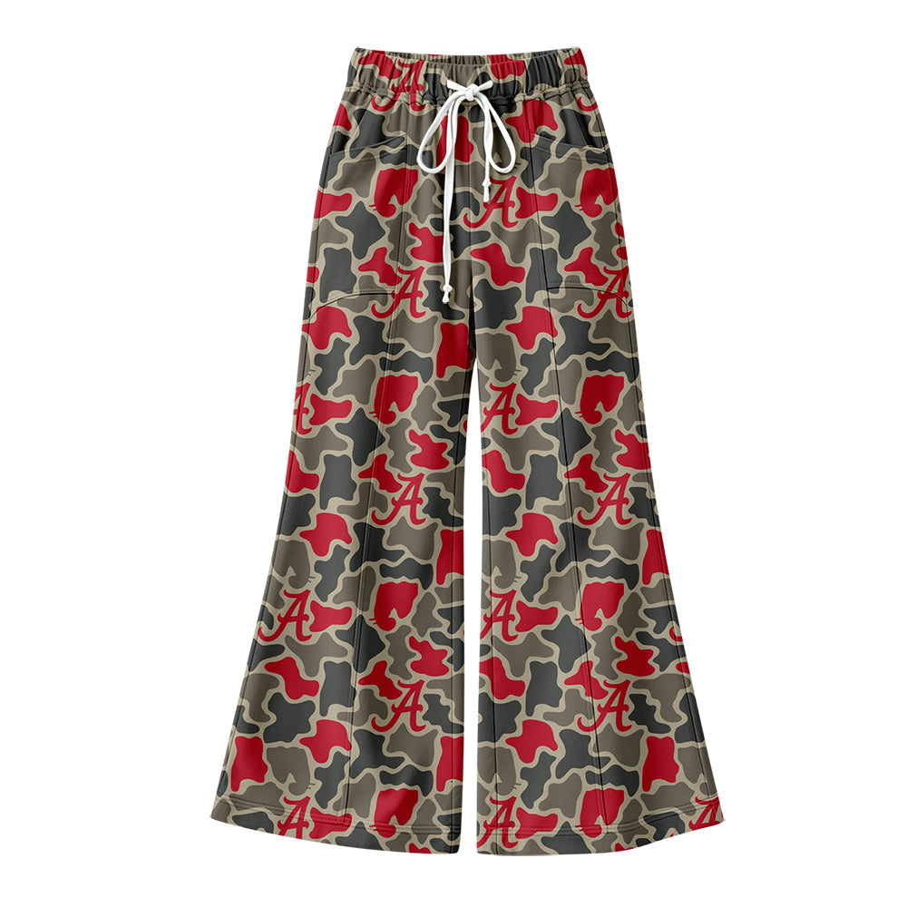 Preorder (moq 5) Baby Girl Clothes Alabama Camo Allover Print Flare Wide Leg Pants