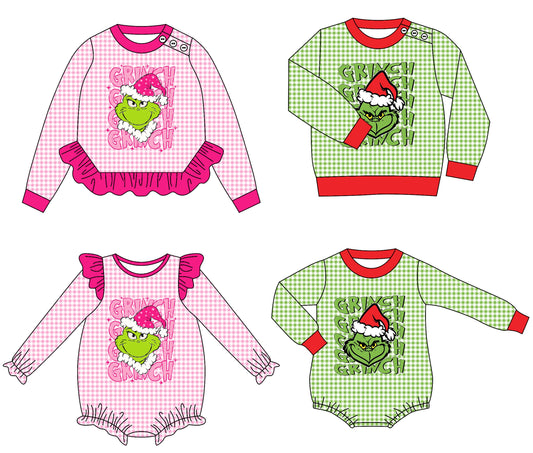 LR2554  Christmas Grinch girl  summer romper 202508 preorder