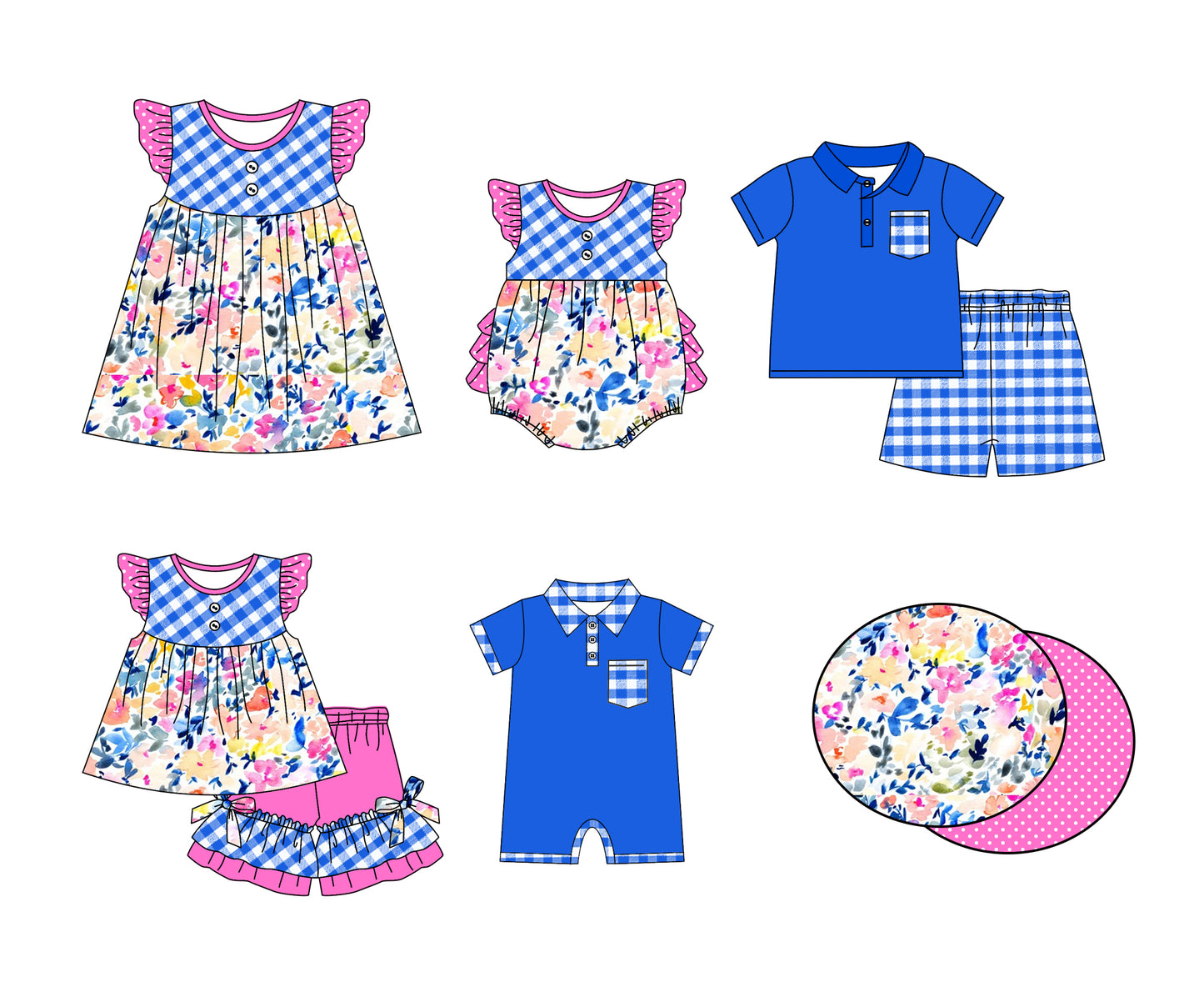 GSD1544 flowers short sleeves girl dress preorder 202411