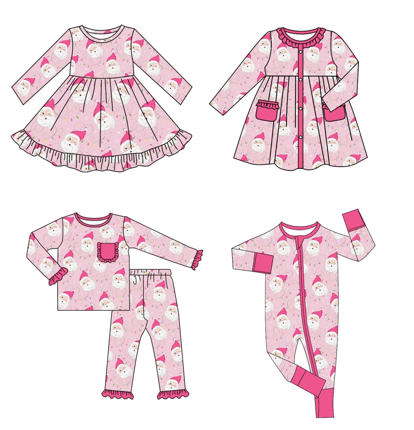 GLP1315  Christmas santa girl pajamas outfit preorder 202405 sibling