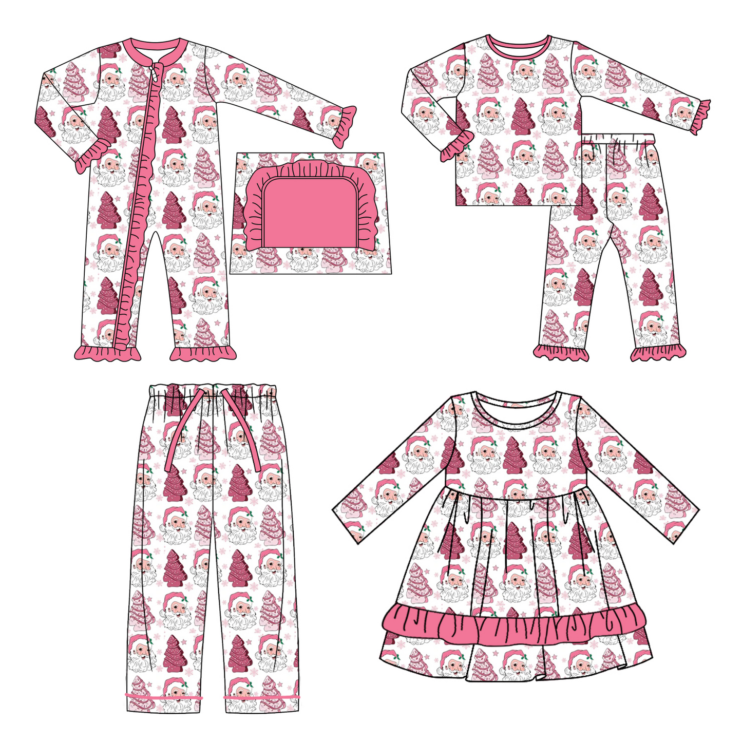 Christmas santa sibling LR1358  girl romper 202407