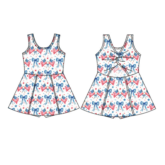 4th July  bow MOQ5 custom  yoga   girl dress