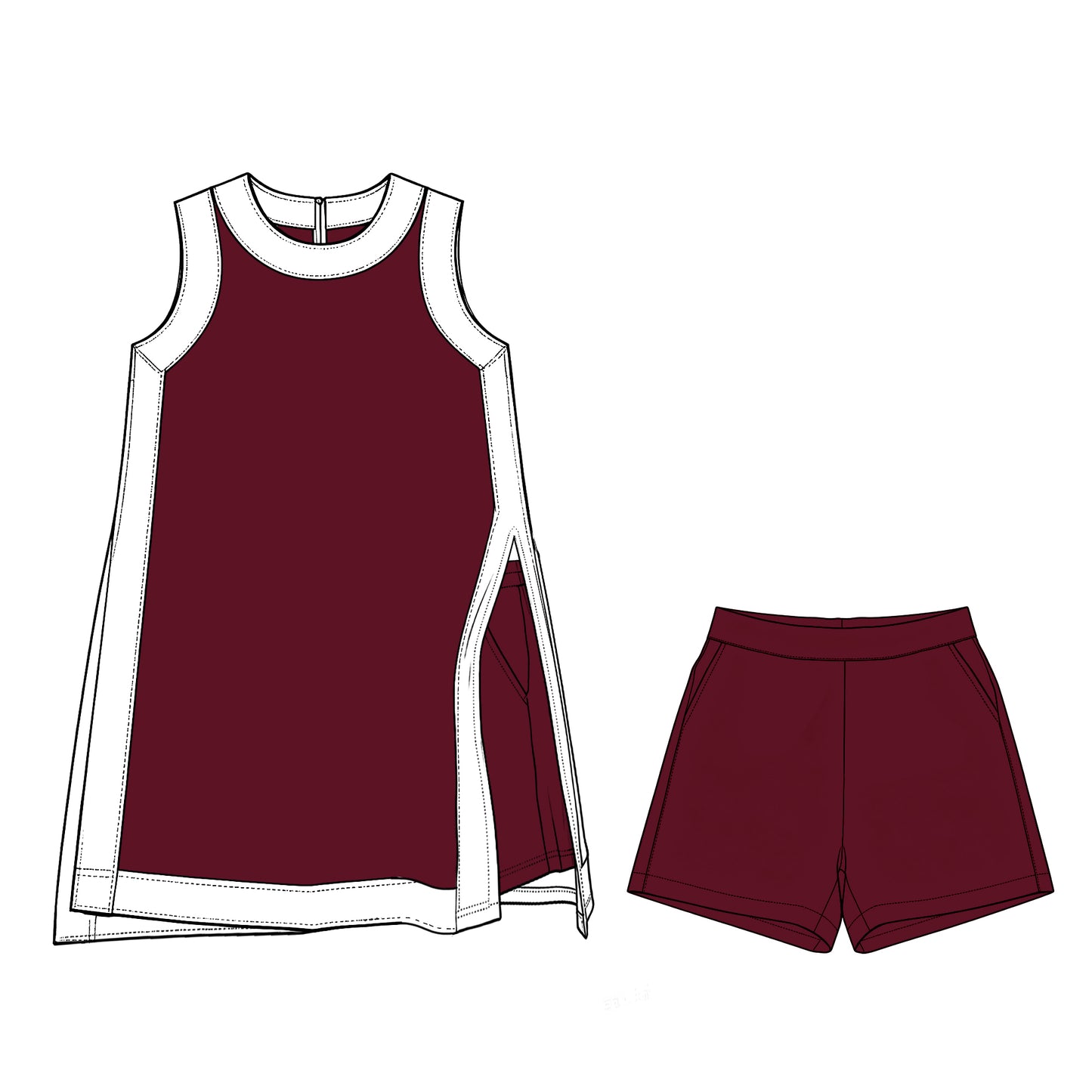 Custom MOQ5 Women adult Purple Yellow Trim Tank & Shorts Set – Sleeveless Active Summer Two Piece Outfit