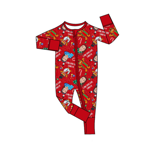 CUSTOM moq5  Bamboo 01 rachel  Christmas girl western  romper 202508 sibling