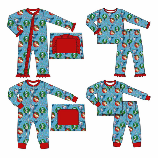 BLP0638 bluey Christmas boy pajamas outfit preorder 202407 sibling