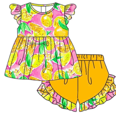 Lemon MOQ 3 custom style check it first before order girl summer flower outfit