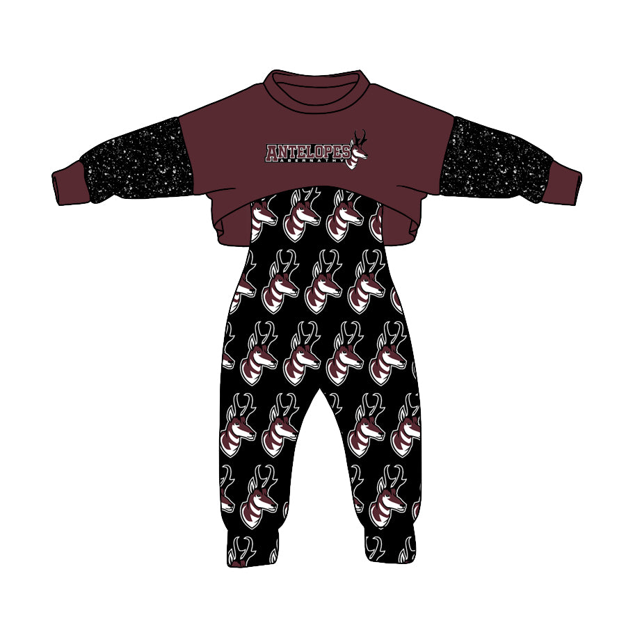 custom MOQ3  ANTELOPES deer girl overall football clothes