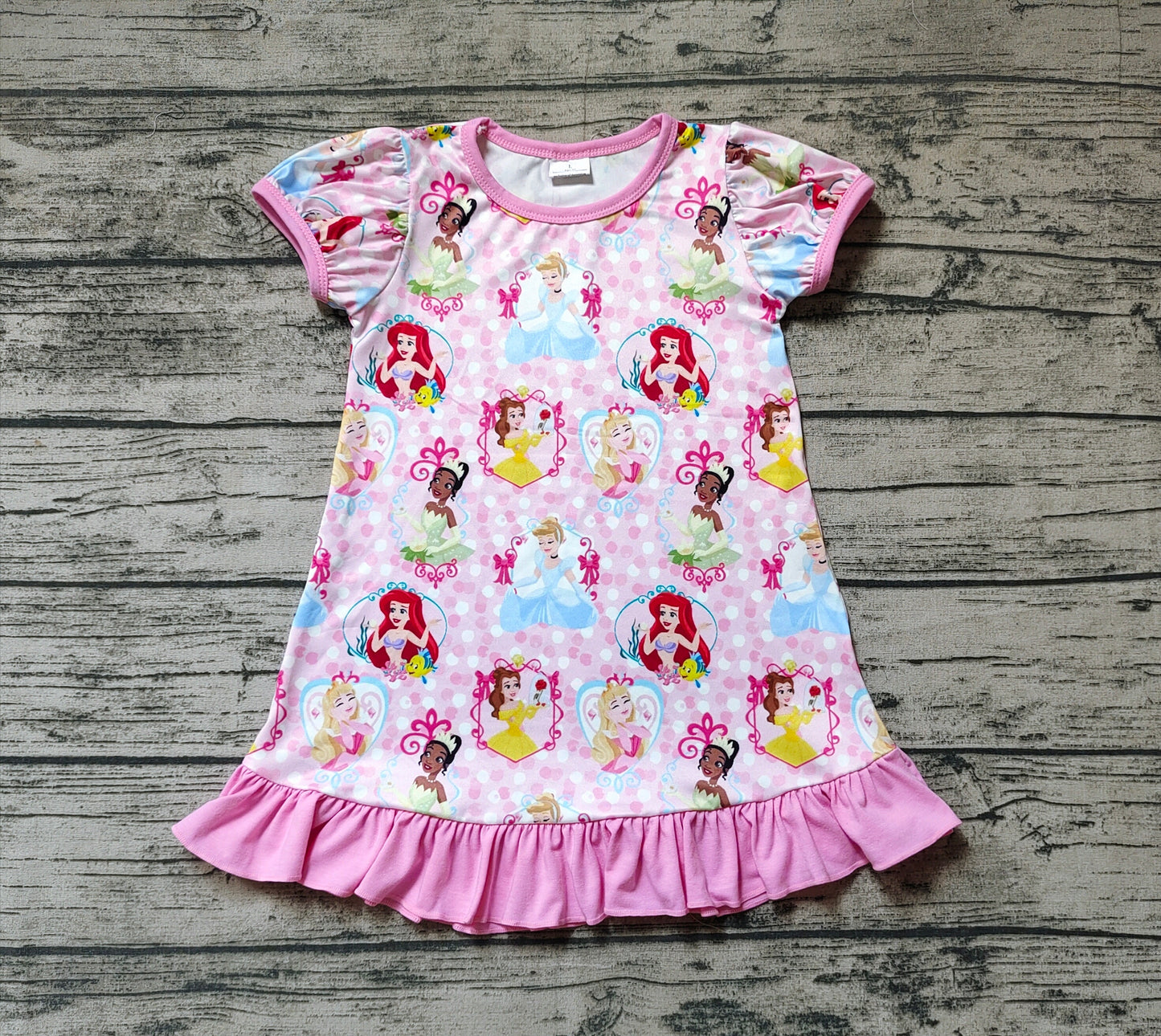 GSD0426 cartoon princess short sleeve pink girl dress 20230630 preorder