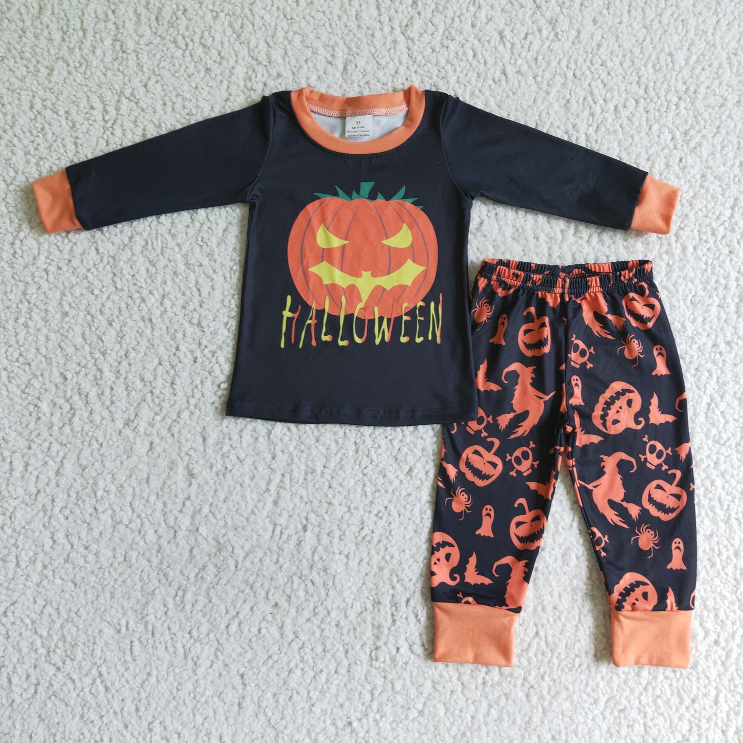 PROMOTION BLP0014 RTS halloween bat orange pumpkin pajamas boy outfit 202408