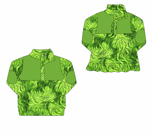 GT1168 Christmas grinch girl top zipper shirt  202508 PREORDER
