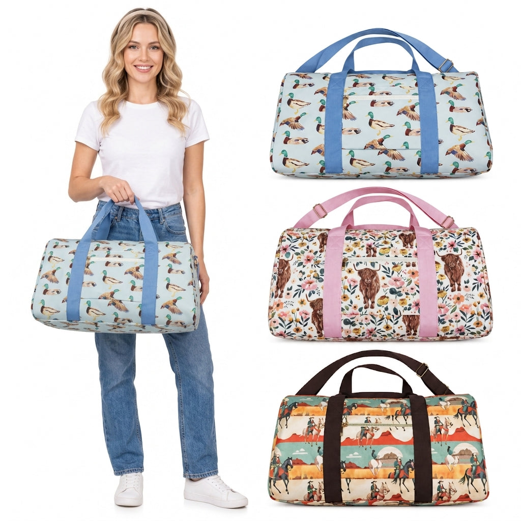 NO MOQ RTS BA0275 Kids Bag Mallard Duck Watercolor Print Travel Duffle Bag 202610