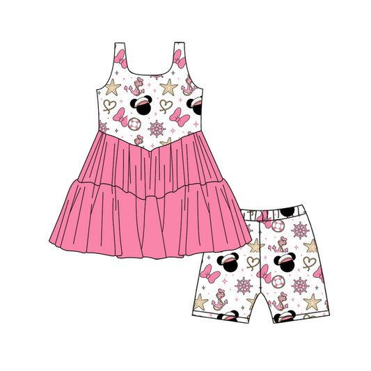 Custom MOQ5-SILKMILK PINK bow star Cartoon mouse girl summer outfit 202607