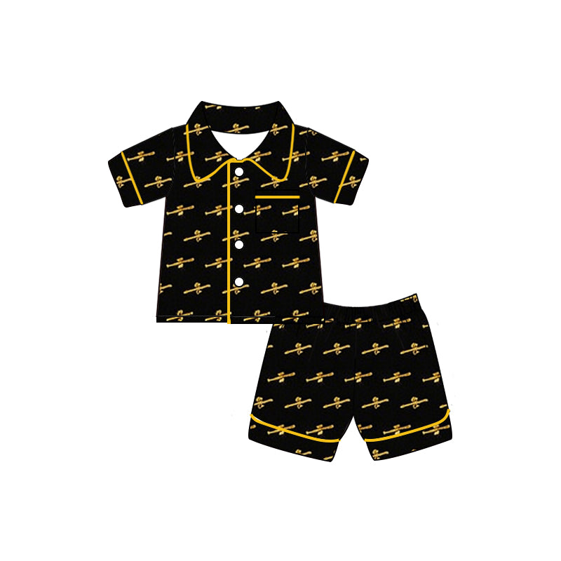 MOQ5  BLACK WITHARROW LOGO CUSTOM silk milk pajamas boy outfit