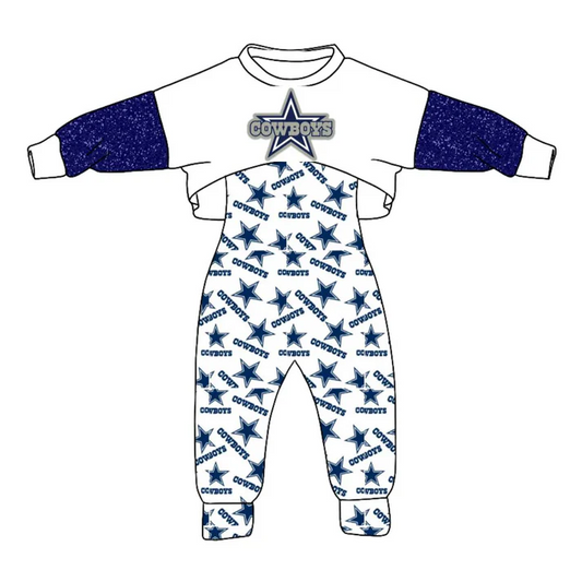 custom MOQ3 COWBOY OVERALL girl overall football clothes