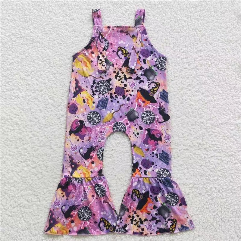 SR0390RTS purple witch hat halloween sling overall bell bottom girl jumpsuit 20230803