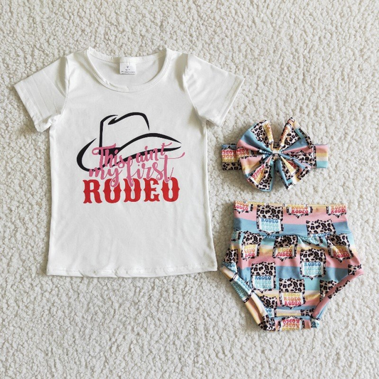 GBO0023 RTS this is my first rodeo summer girl clothes set short sleeve bummies set