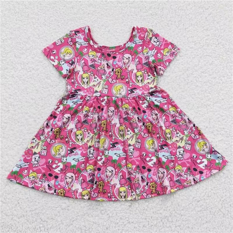 GSD0381 western short sleeve girl barbie dress  20230701