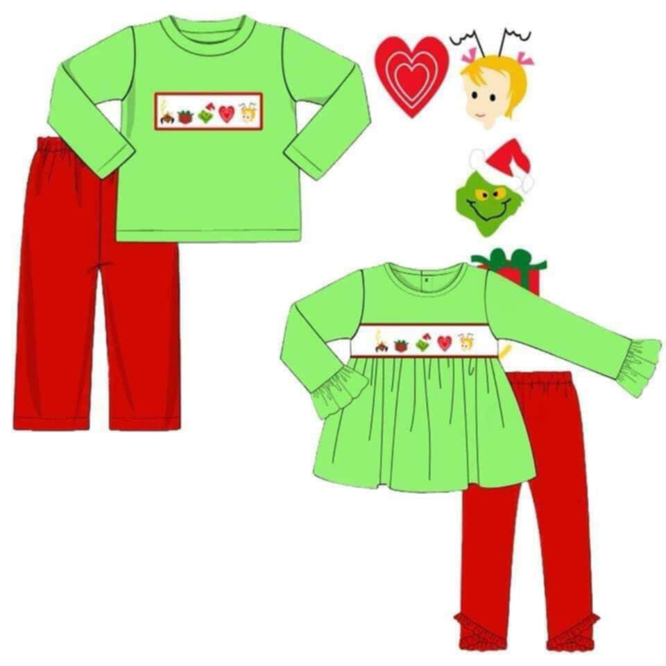 Christmas grinch sibling  GLP1540 preorder girl outfit 202407