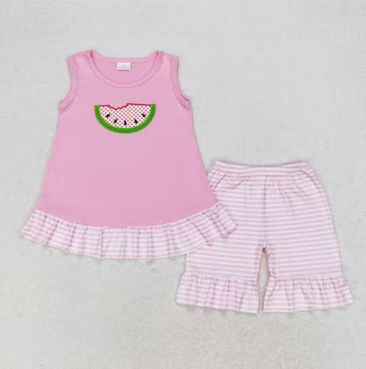 GSSO1239  embroidery watermelon girl summer outfit 202406 RTS