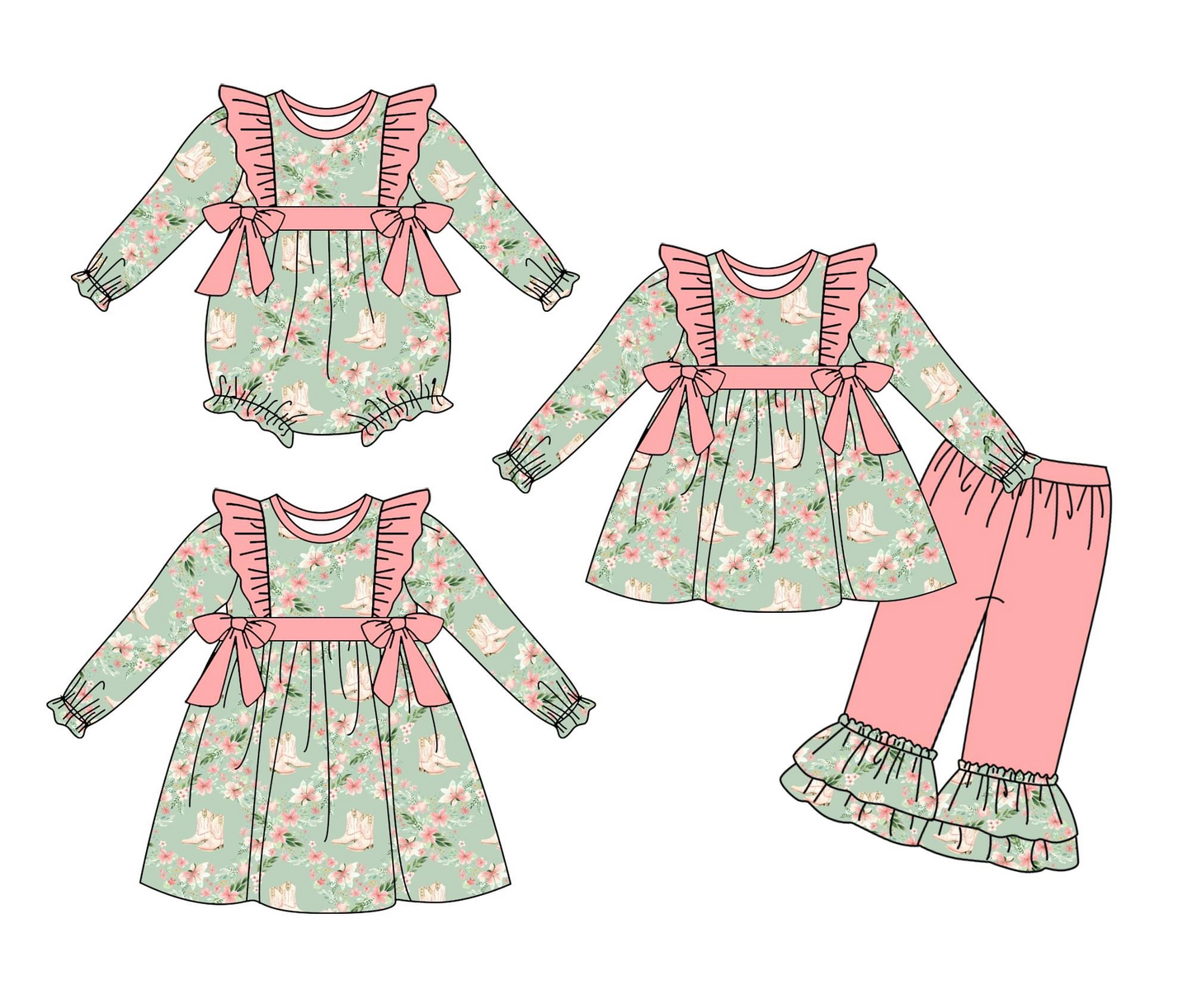 GLP1309 girl outfit flower preorder 202407 RTS sibling