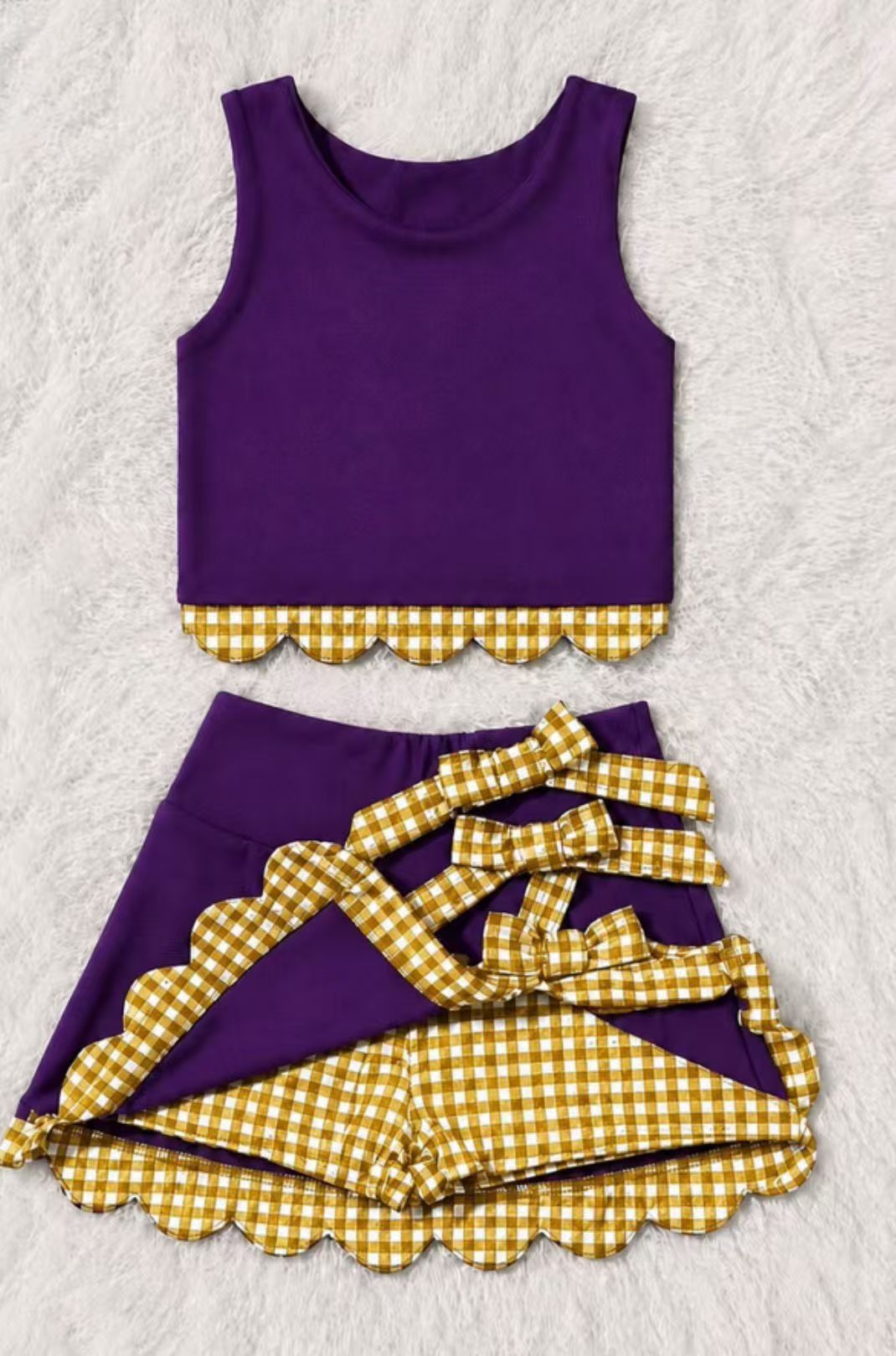 GSD4267  yoga scallop purple orange checkboard sports girl  outfit skirt  2026 preorder