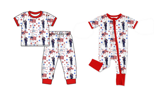 Trump custom MOQ3 kids pajamas boy outfit star