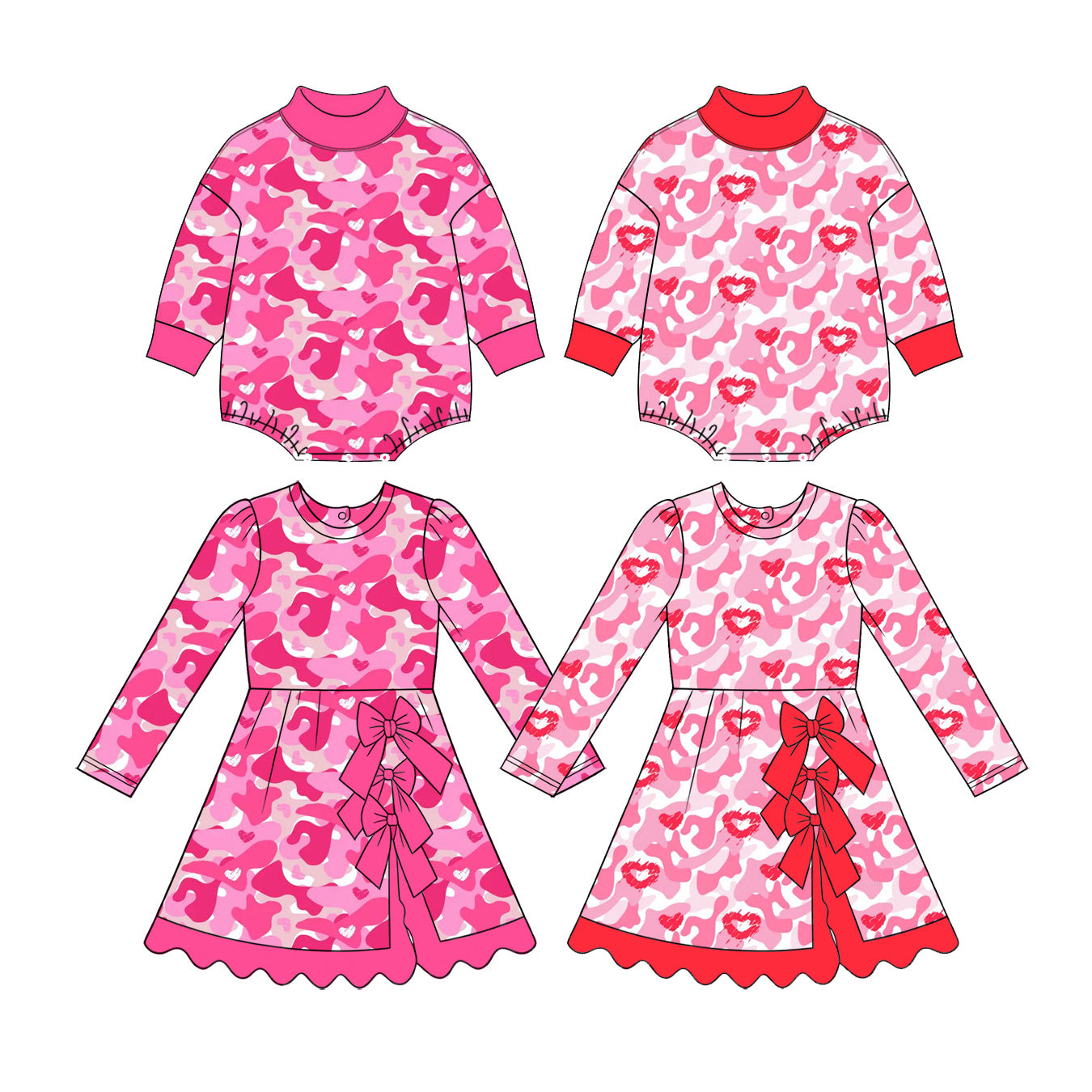 preorder LR3331 PINK camo winter girl romper