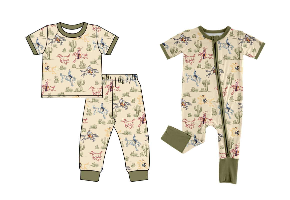 SR3099  western cowboy horse radeo kids summer romper 202504  preorder