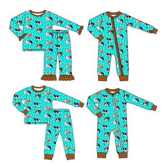 GLP1974 preorder cow western farm girl pajamas outfit 202409 sibling