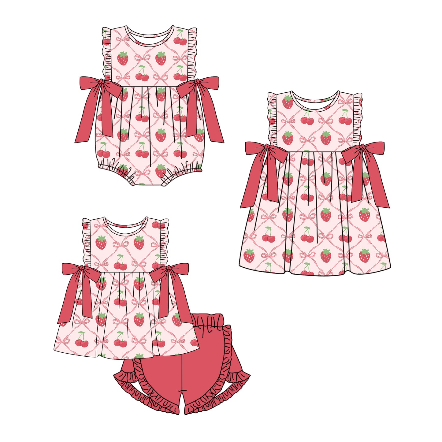 SR2295  western strawberry girl romper 202412 preorder sibling