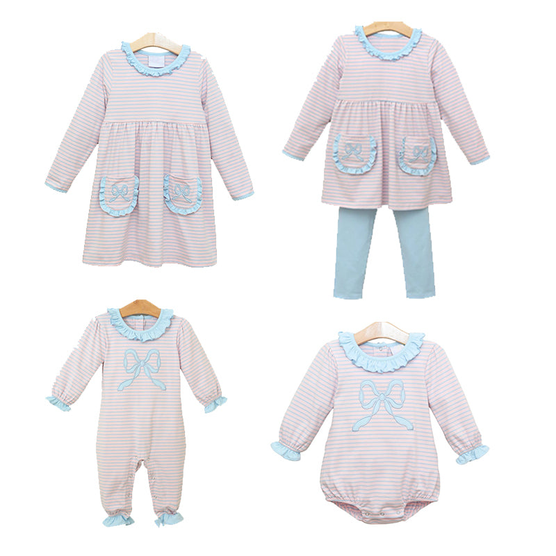 bow sibling LR1379 girl romper 202407 preorder