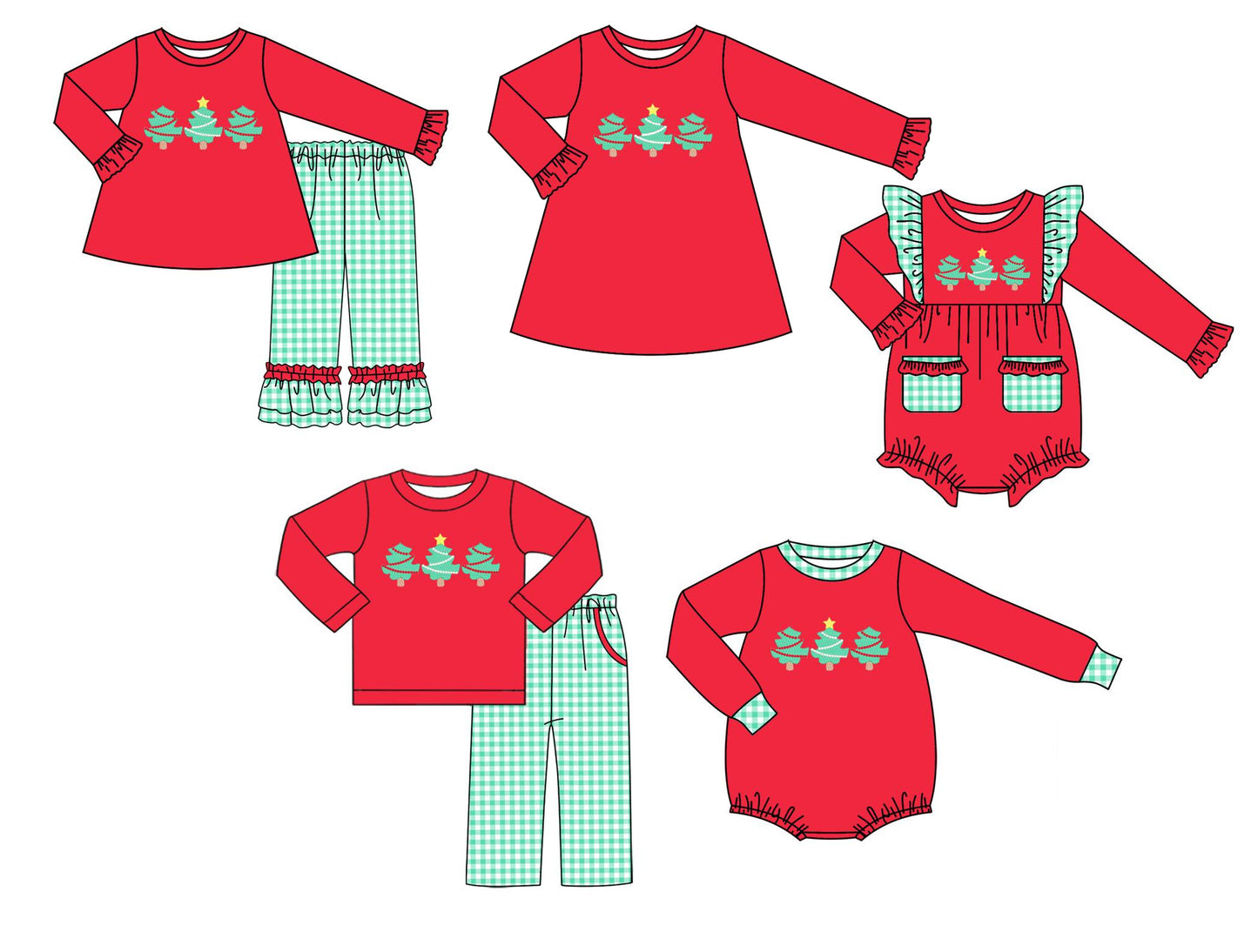 LR1162 Christmas tree boy romper 202405 preorder sibling