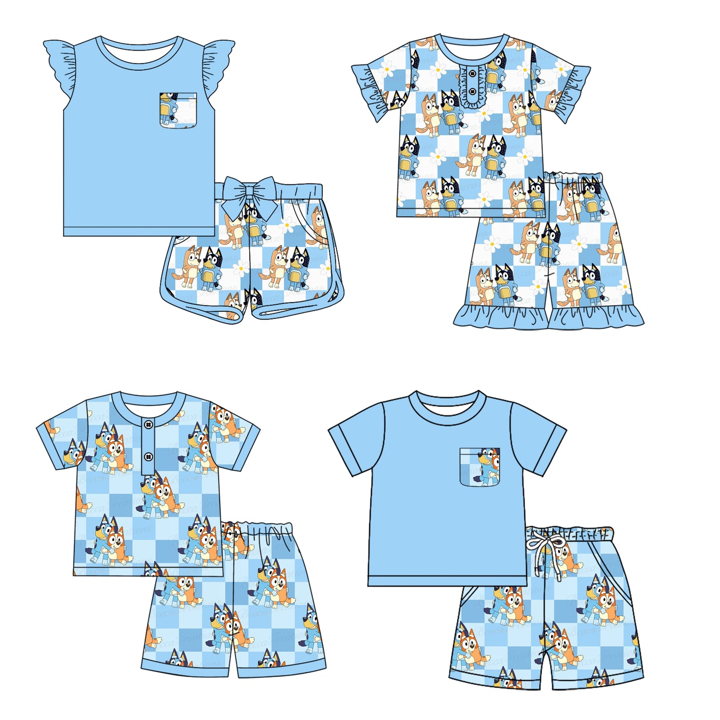 BSSO1212 boy bluey pajamas summer outfit 202412 preorder