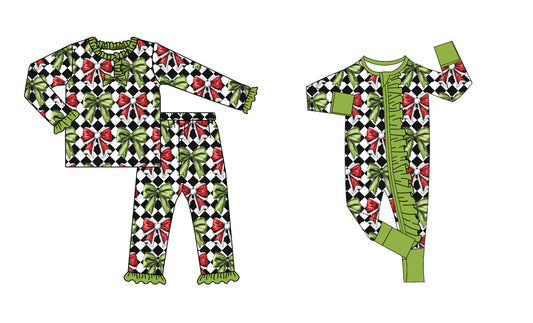 GLP2786 Christmas BOW western grinch girl pajamas outfit 202509 preorder