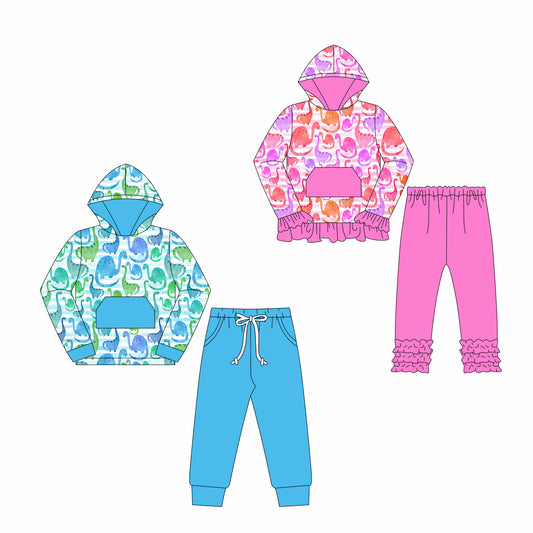 BLP1092  dinosaur western hoodie boy sibling outfit 202506 preorder