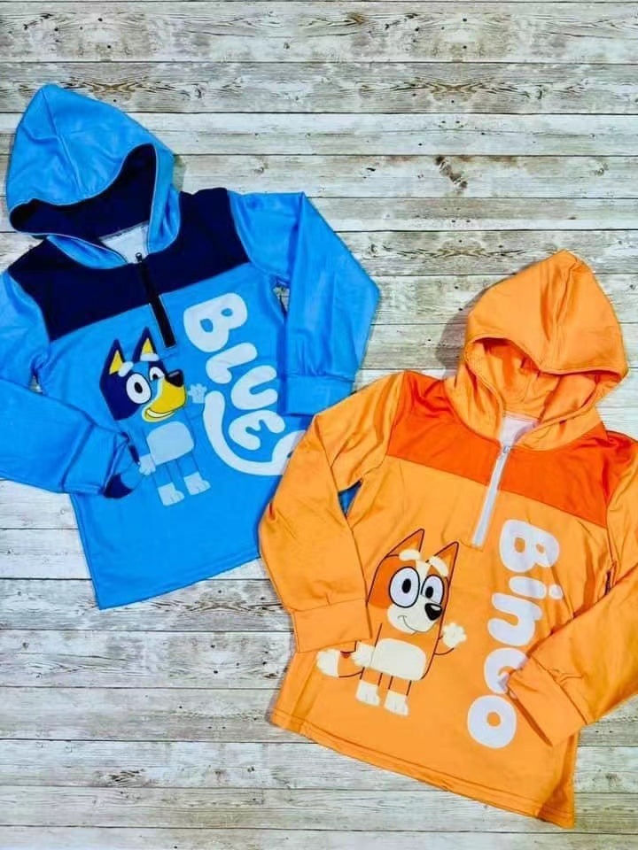 BT108 hoodie bluey dog  boy top zipper shirt preorder 202411