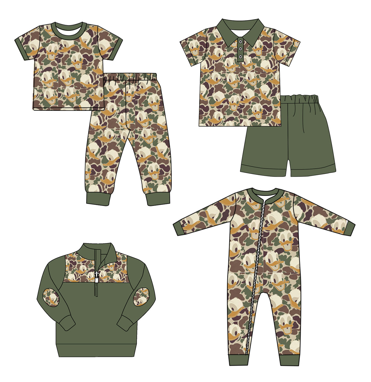 LR0962 duck cartoon camo boy romper 202404 preorder