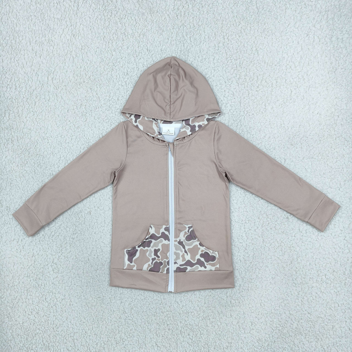 NO MOQ RTS GT1144 Baby Boy Clothes Camo Color Block Mixed Print Long Sleeve Zip Up Hooded Jacket 202610