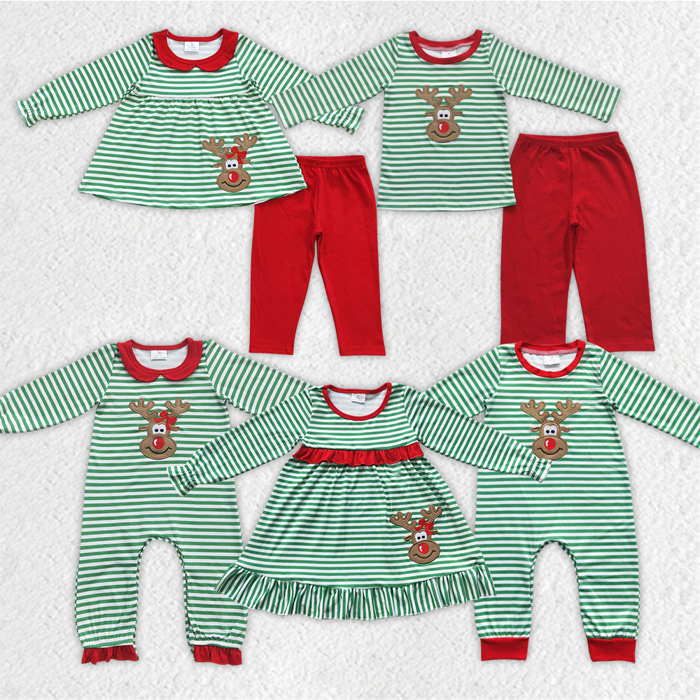 BLP0180 RTS Christmas embroidered deer long sleeve kids boy pajamas outfit 20230830