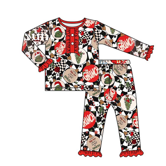 GLP05 christmas tree cartoon ball long sleeve children boy girl pajamas outfit preorder 20230602