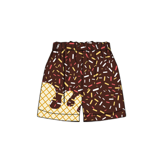 chocolate brown yellow MOQ3 logo CUSTOM  KIDS shorts 202503