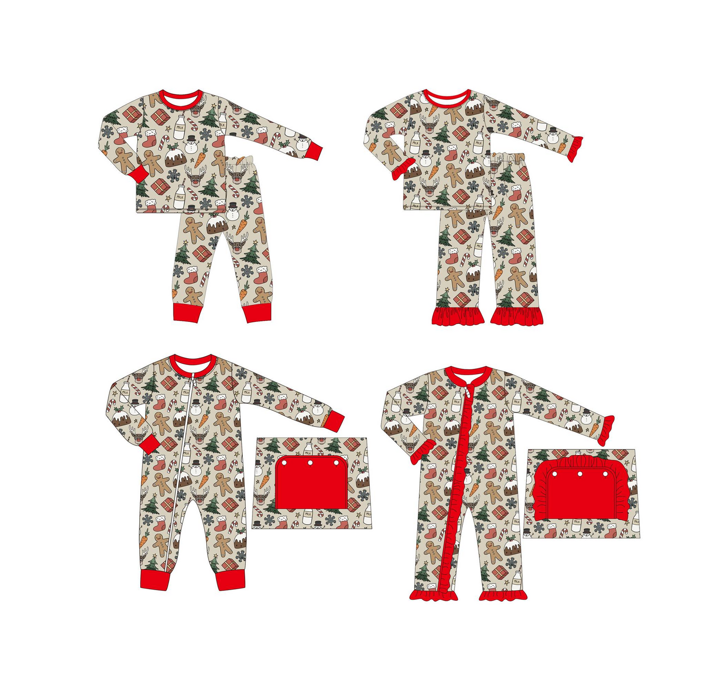 custom MOQ 3 Christmas gingerbread snowmen sibling LR1396 girl romper 202407