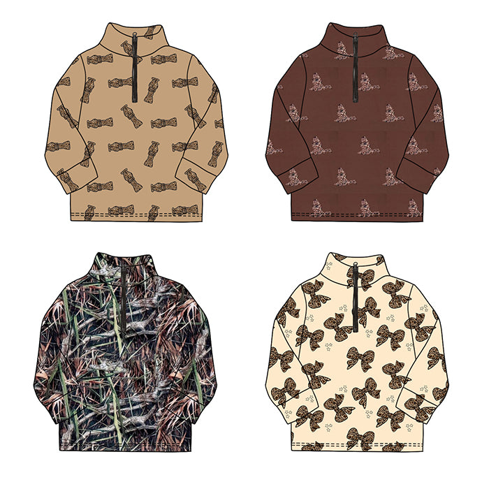 camo bow zipper girl top jacket shirt preorder 202410（复制）