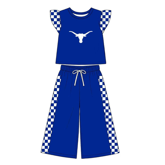 Custom MOQ5 Team blue plaid western girl outfit  202608