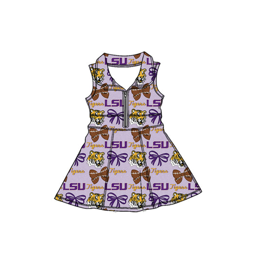 MOQ5  Custom LSU  bow yoga  girl dress