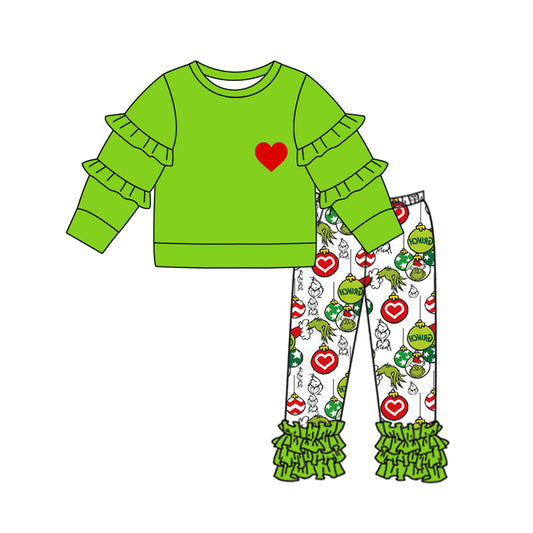 GLP2089 Christmas cartoon grinch love girl outfit pajamas 202409 preorder sibling